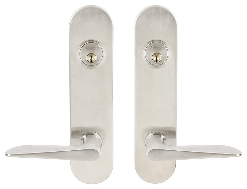Ecco Lever, Tubular Entry, Double Cylinder, Satin Stainless Steel