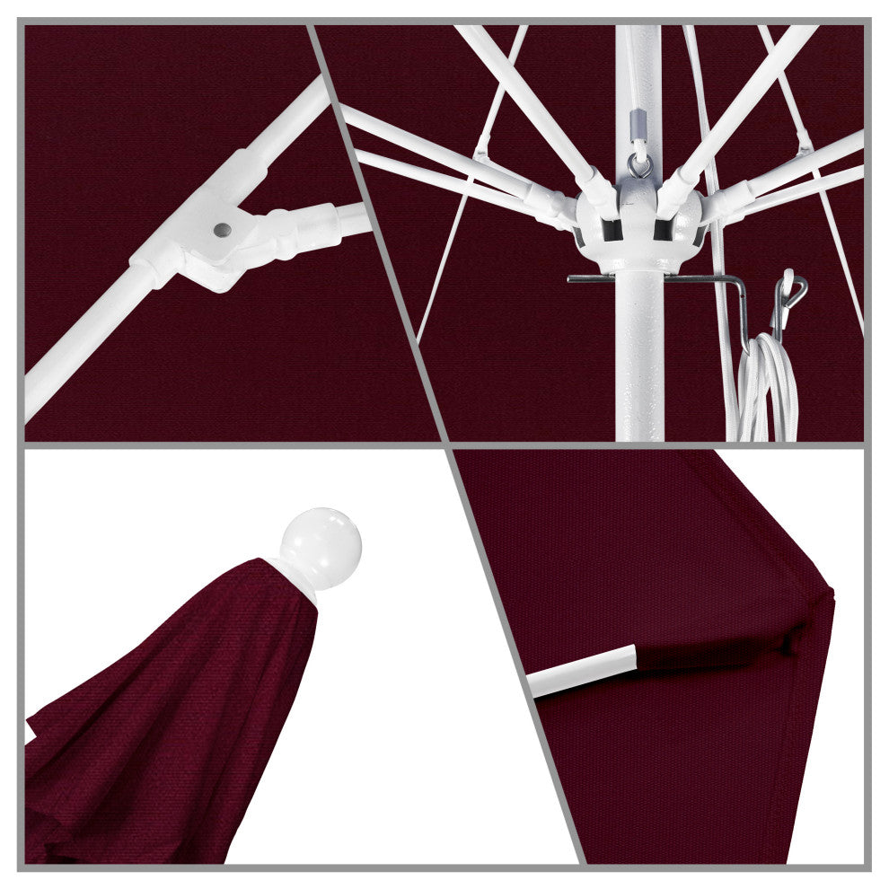 11' Fiberglass Umbrella White, Pacifica, Burgundy, 11'