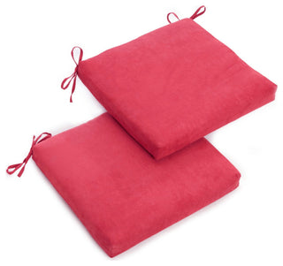 20"X19" Solid Microsuede Chair Cushions, Set of 2, Bery Berry