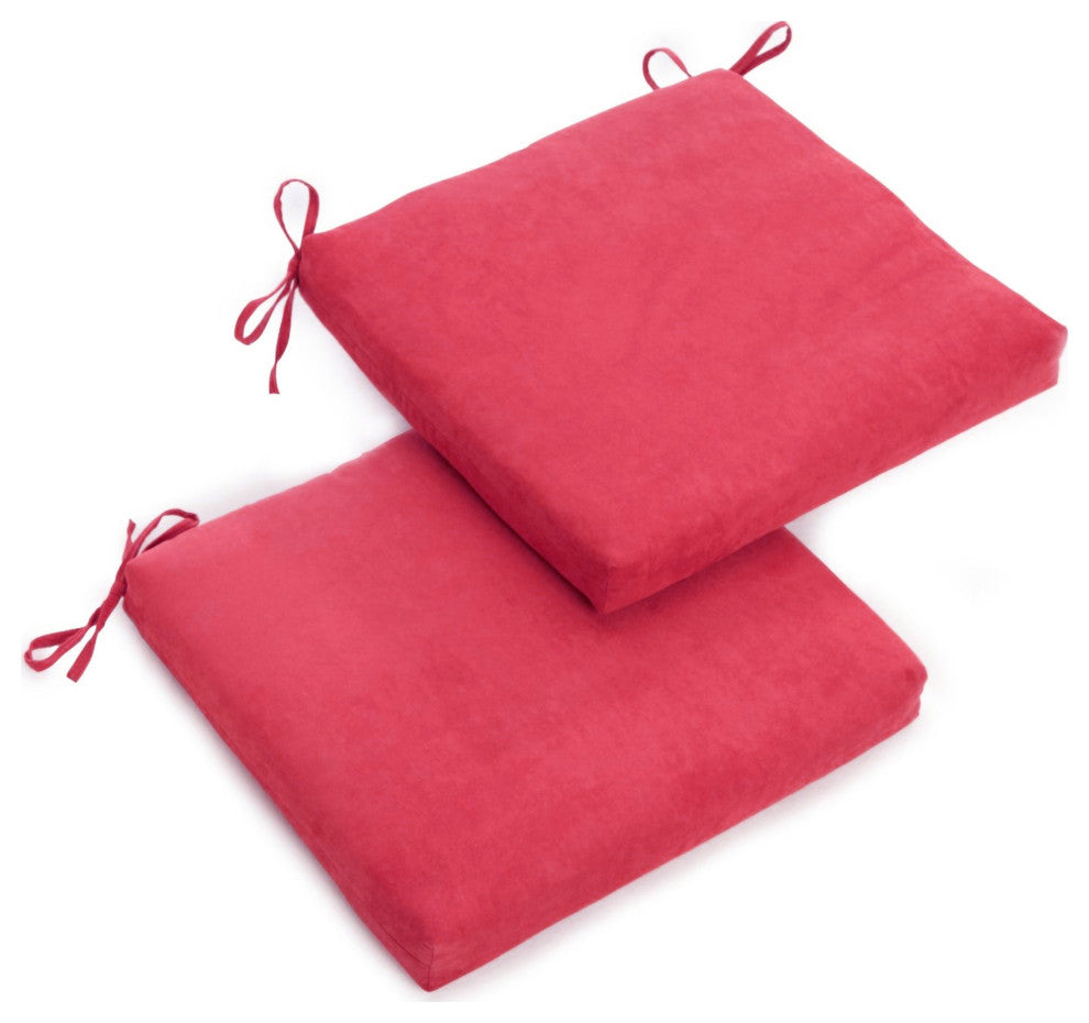 20"X19" Solid Microsuede Chair Cushions, Set of 2, Bery Berry