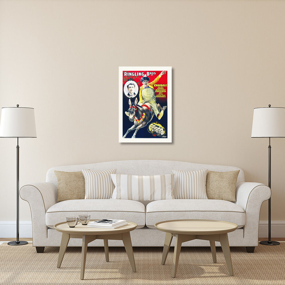 Ringling Bros,  Equestrian Act On His Riding Mule Thunderbolt, 28x40