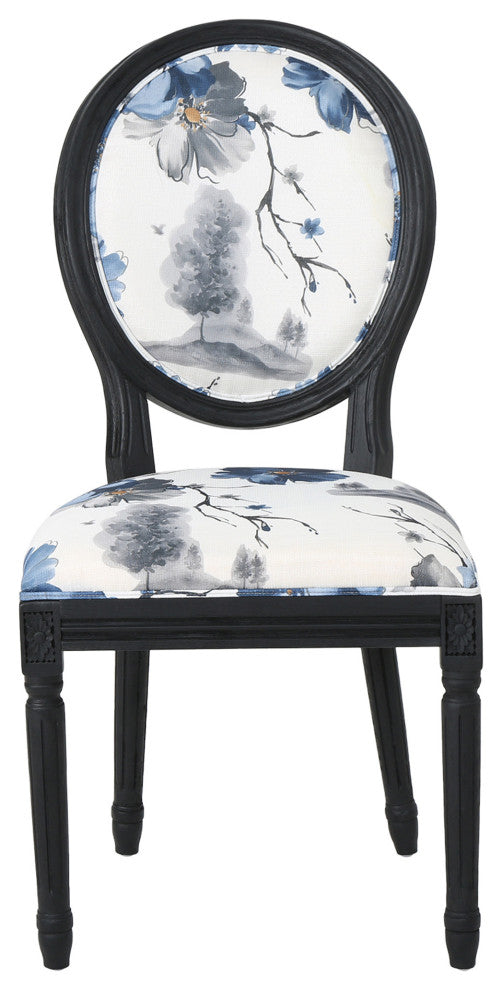 GDF Studio Babbs Traditional Fabric Dining Chairs, Set of 2, Floral Print/Black