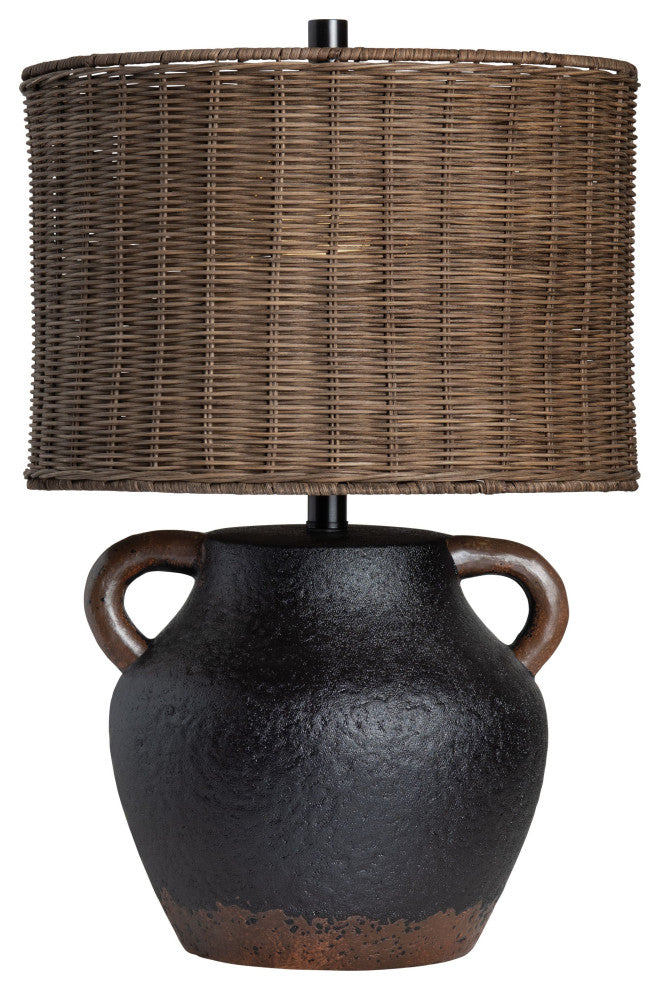 Remington 23" Ceramic Table Lamp With Rattan Shade