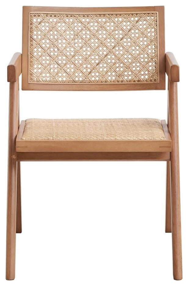 ACME Furniture Velentina 18" Rattan & Wood Arm Chair in Natural (Set of 2)