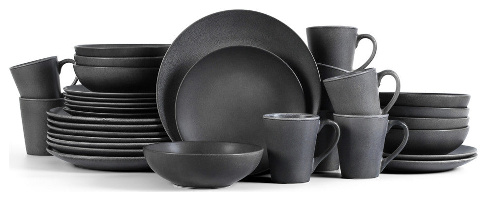 Stone Lain Grao Stoneware Dinnerware Set, Gray, 32-Piece