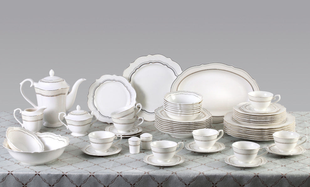 Lorren Home Trends 57 Piece Bone China, Charlotte, Service for 8
