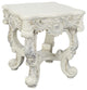 Traditional Square End Table, Antique White