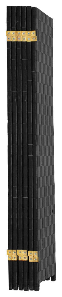 4 ft. Short Woven Fiber Outdoor All Weather Room Divider 6 Panel Black