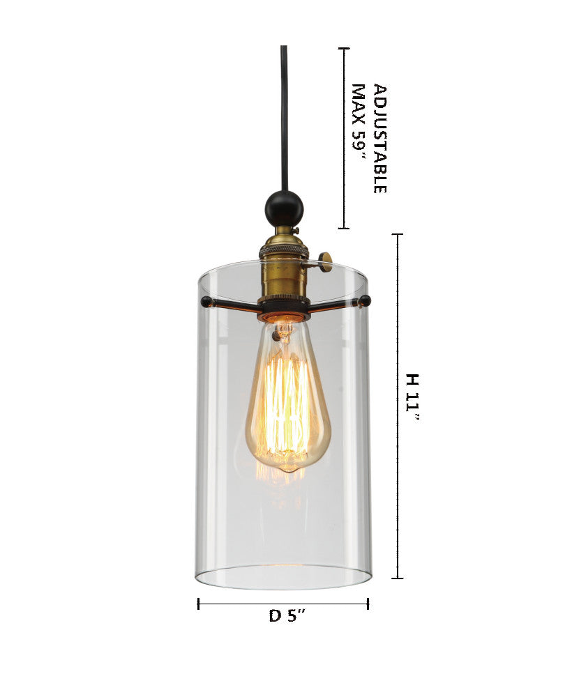 Black, Brass Frame, Clear Glass Shade
