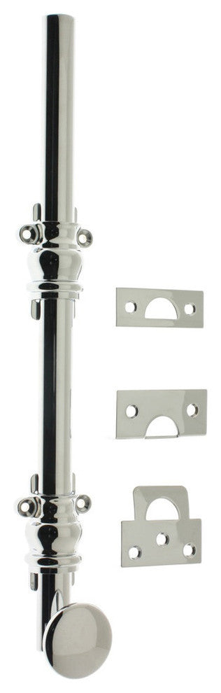 Genuine Solid Brass 8" Ornamental Bolt, Polished Chrome