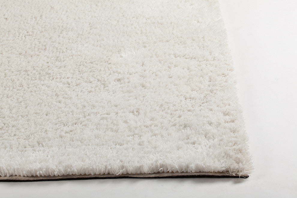 Sofie Handwoven Contemporary Shag Rug, White, Rectangular 5'x7'6