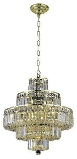 Elegant Maxim Dining Room Light, Gold Finish With Royal Cut Crystal