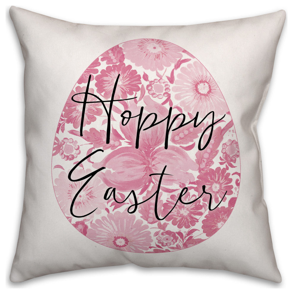 Happy Easter Floral Egg 18x18 Spun Poly Pillow