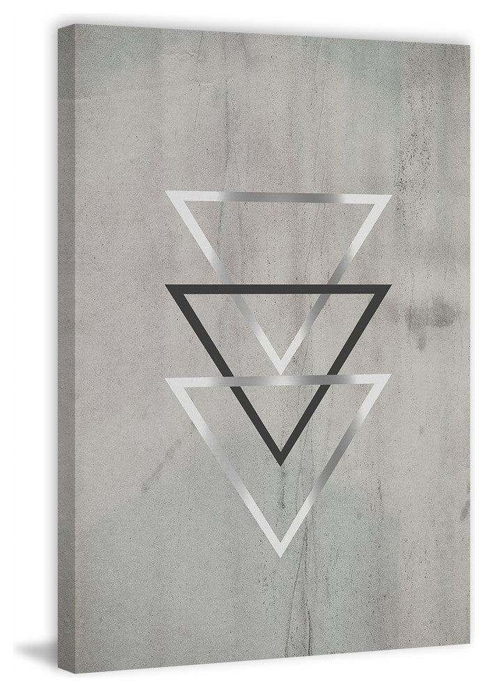 "Silver Triangles" Painting Print on Wrapped Canvas, 24"x36"