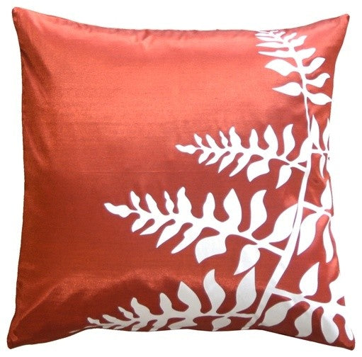 Pillow Decor - Red with White Bold Fern 20" Throw Pillow