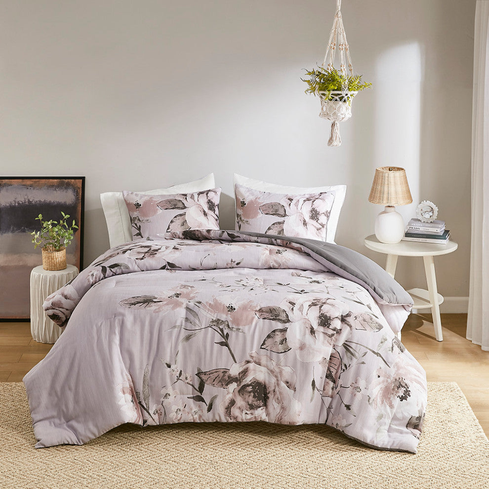 Madison Park Neko 3 Piece Floral Printed Comforter Set