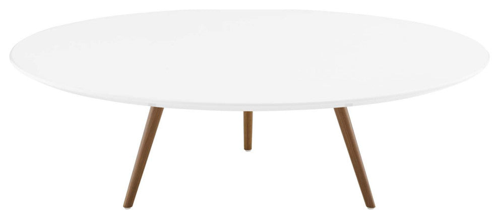 Lippa 47" Round Wood Top Coffee Table with Tripod Base Walnut White