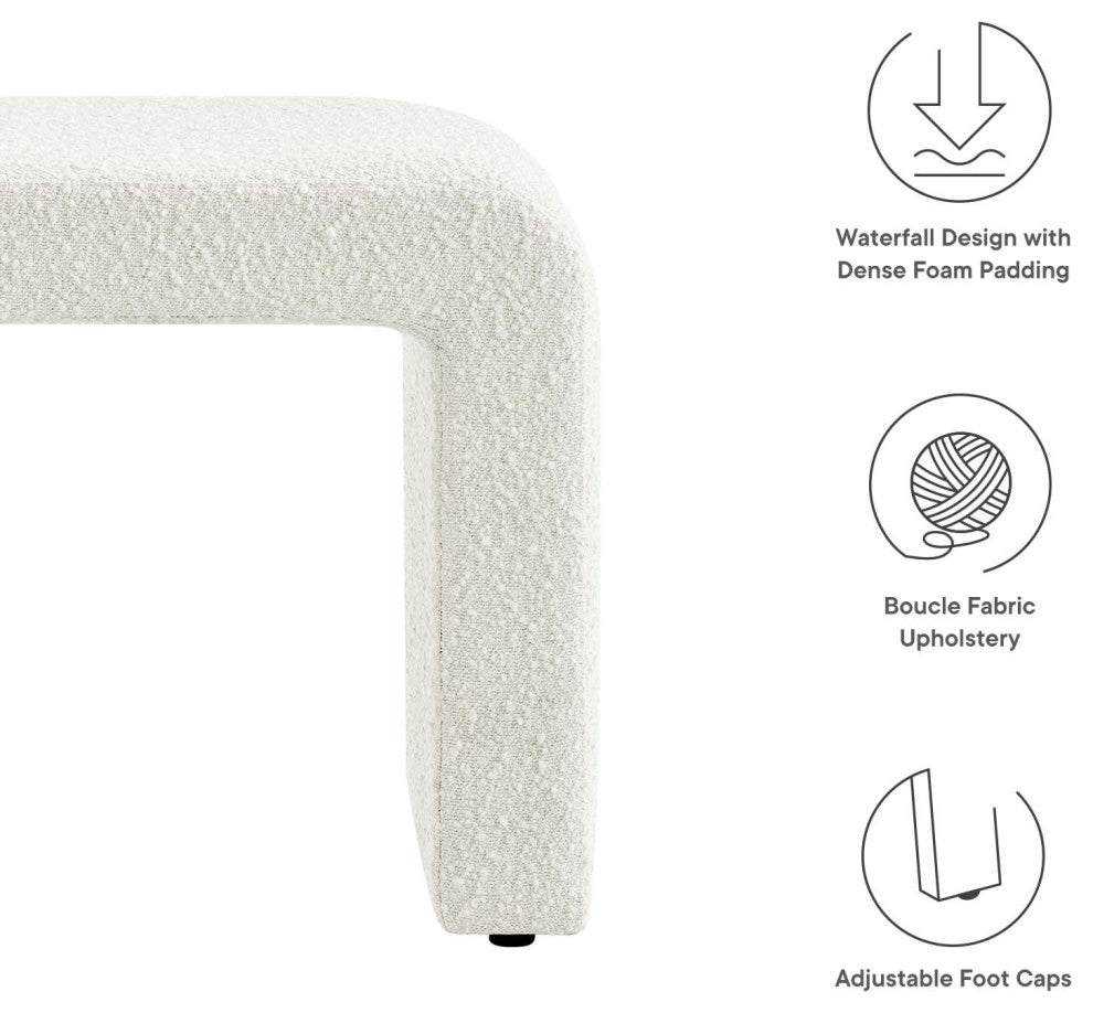 Simba Boucle Fabric Waterfall Stool - Ivory