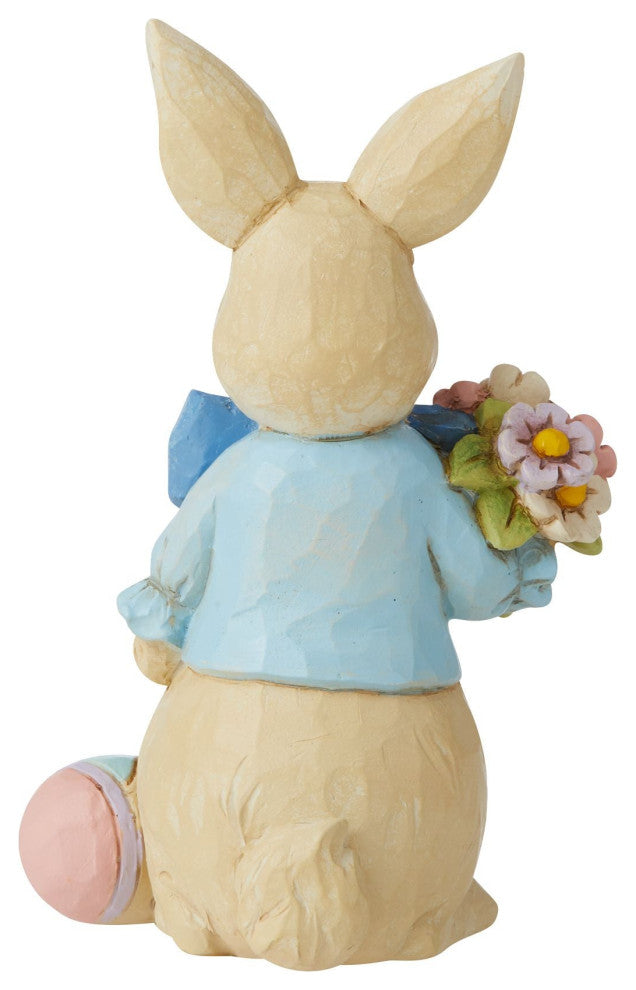 Jim Shore Easter Bunny With Big Bow Mini Polyresin Egg Flowers Basket 6010277