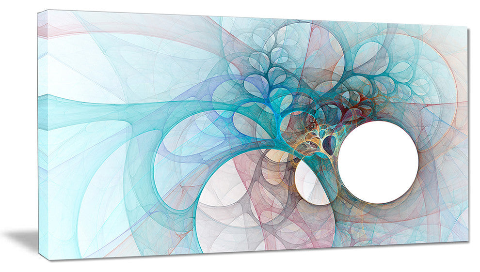 Fractal Angel Wings in Light Blue, Abstract Wall Art Canvas, 32x16