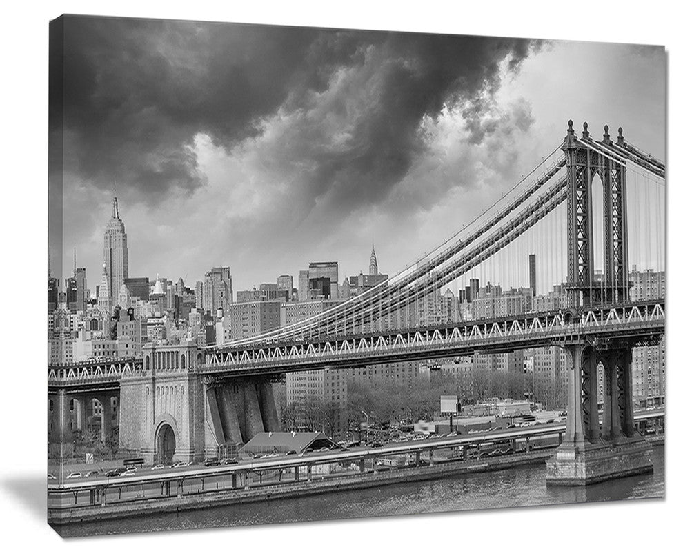"Gray Manhattan Skyline" Cityscape Photography Canvas Print, 40"x30"