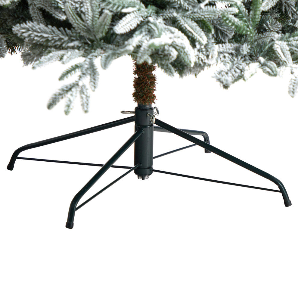 8.5' Flocked Manchester Spruce Faux Xmas Tree W/ 550 Lights & Bendable Branches