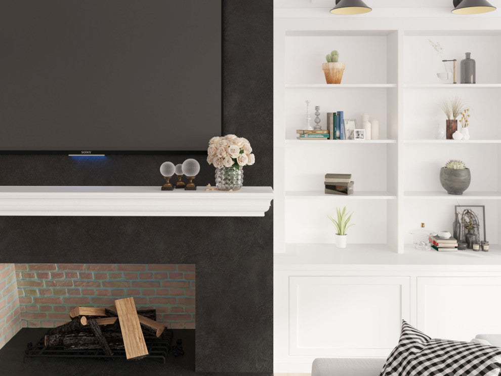Dogberry Collections Shaker Wood Mantel, White, 60"