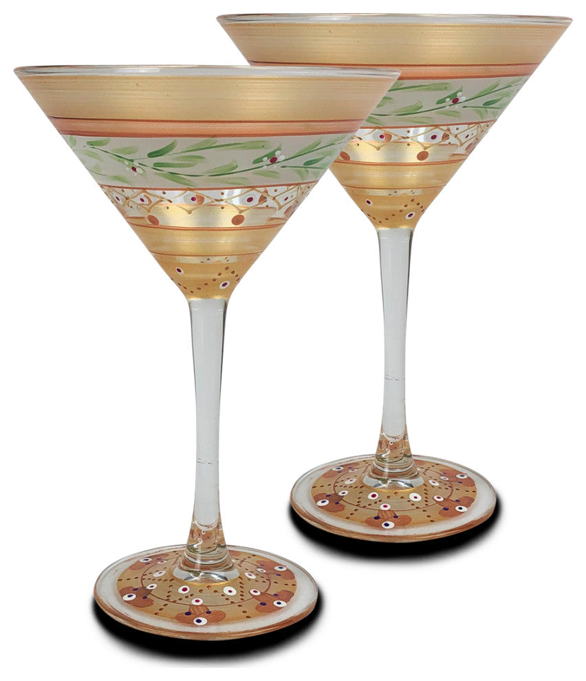 Mosaic Gold Garland Martini Glasses, Set of 2