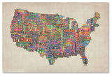 'US Cities Text Map VI' Canvas Art by Michael Tompsett
