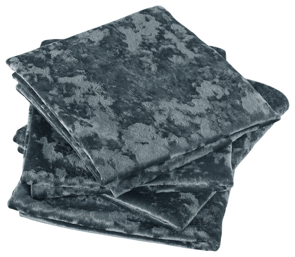 Crushed Velvet Pillow Cover 4 Piece Set, Gun Metal, 20" X 20"