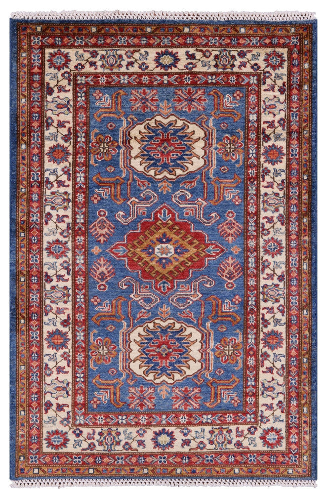 3' 4" X 5' 0" Handmade Super Kazak Wool Rug - Q12947