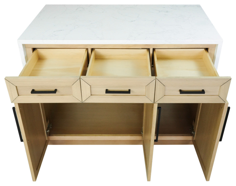 Palisade 48" Kitchen Island, Blonde, Engineered Marble