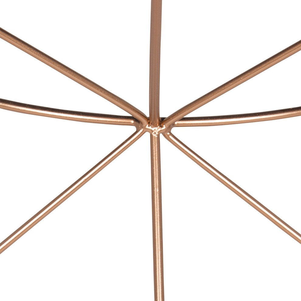 Mendel Round Rose Gold Metal Coffee Table, Gray