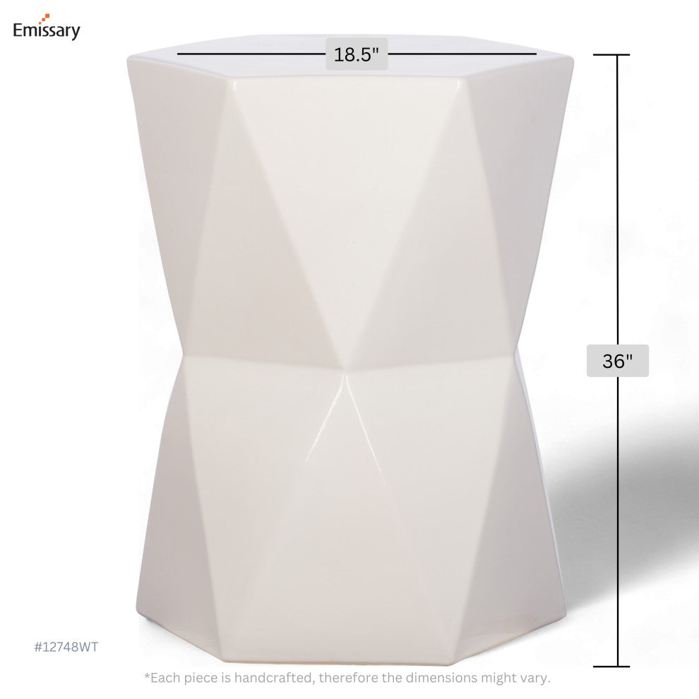 Lg Matrix  Hex Stool, White 17X22"H