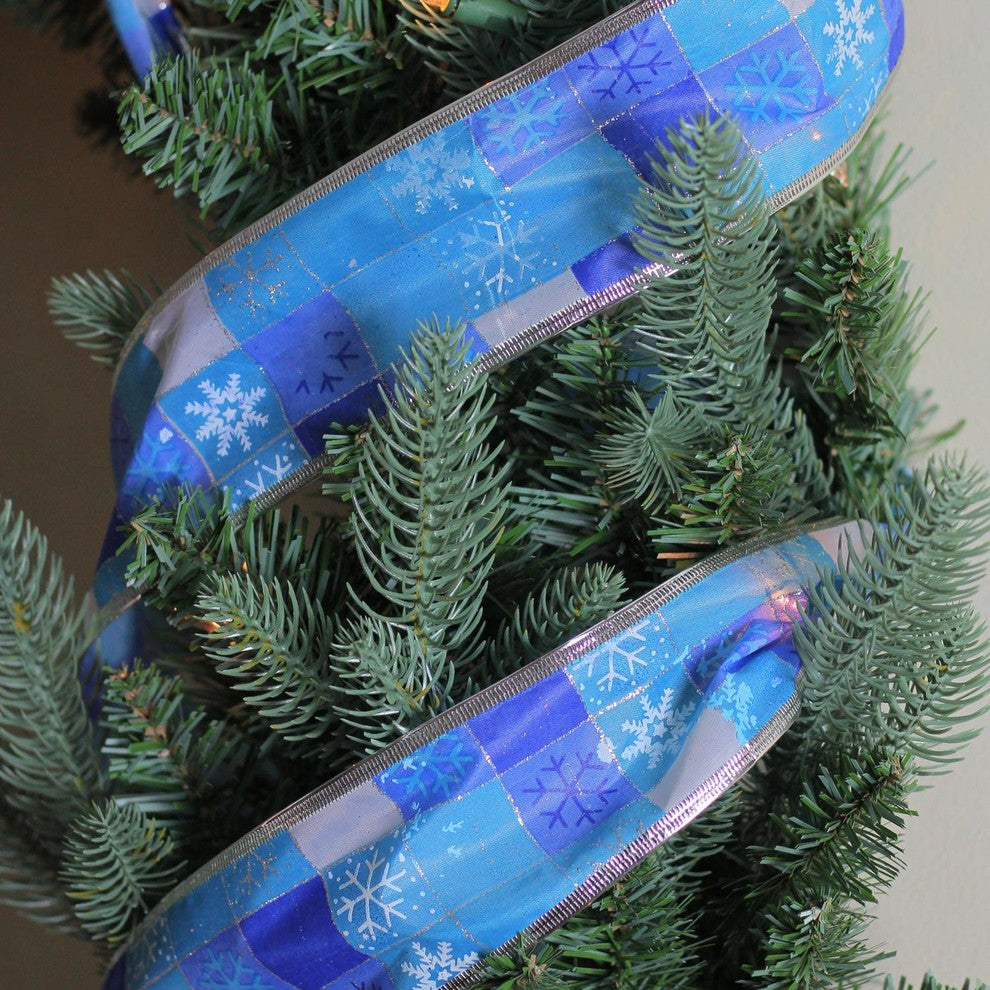 Squares of Snowflake Wired Christmas Craft Ribbon