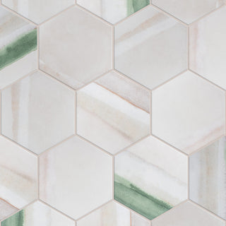 Matter Hex Canvas Bone Green Porcelain Floor and Wall Tile