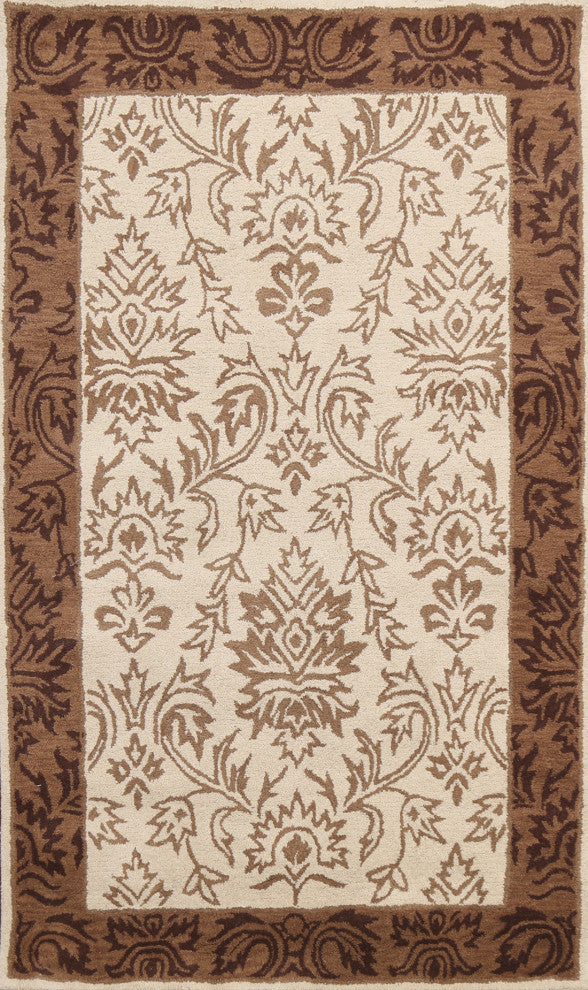 Floral Oriental Area Rug Wool Hand-tufted Traditional Carpet 5x8