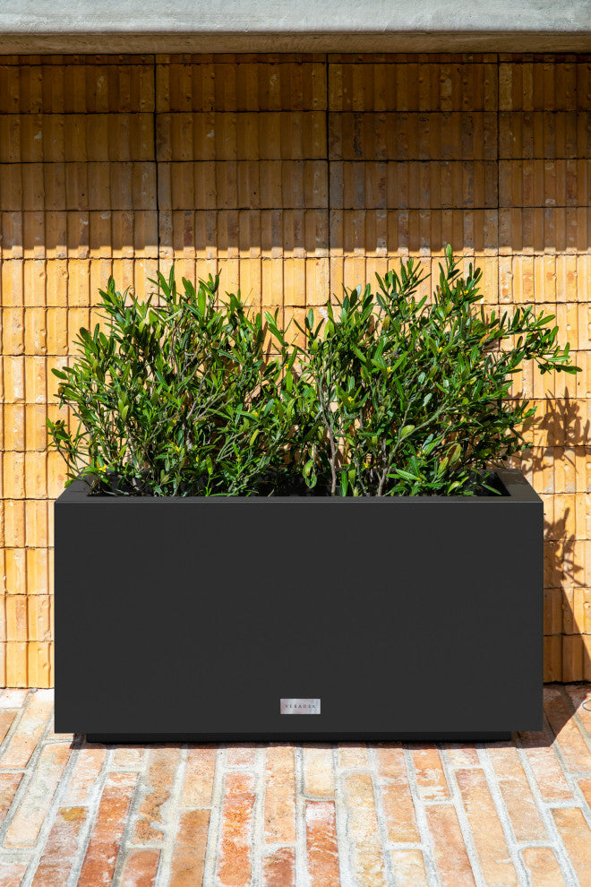 Veradek Block Series Long Box Planter, Black, 13"h X 11"w X 25"l