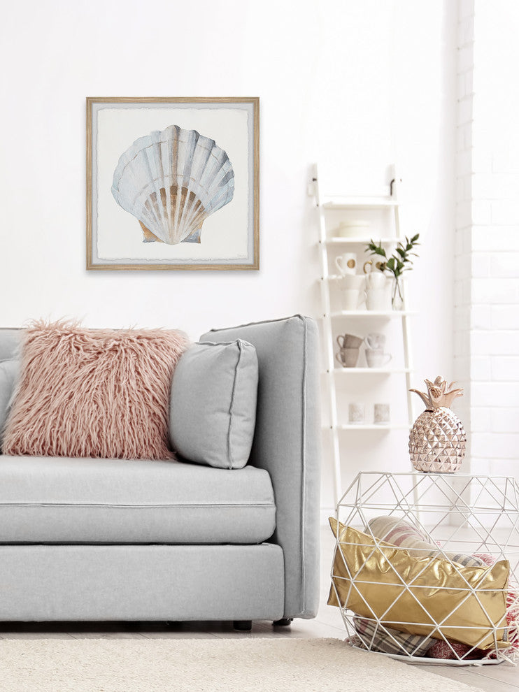 "Pretty White Shell" Framed Painting Print, 18"x18"