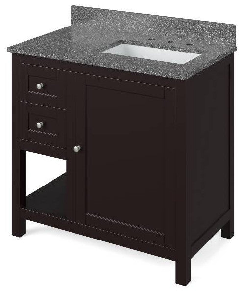 Astoria Transitional 36" Espresso Right Offset Sink Vanity, Boulder Cultured Mar
