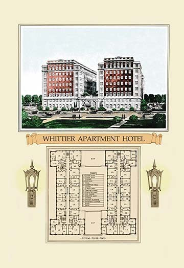 Whittier Apartment Hotel- Gallery Wrapped Canvas Art 28" x 42"