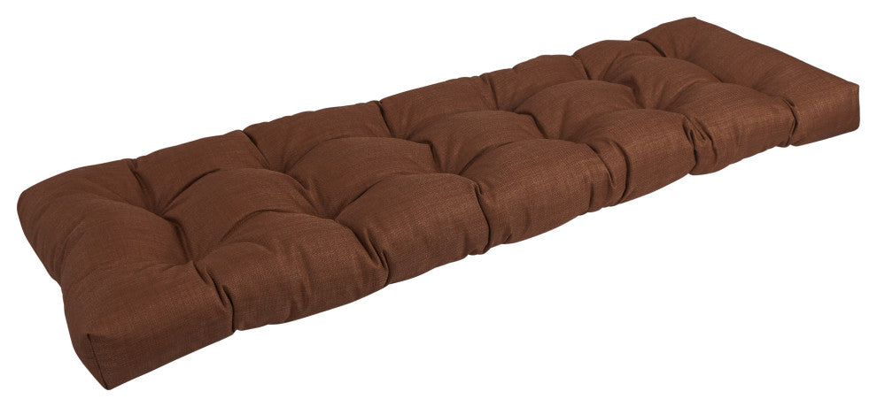 60"X19" Tufted Solid Outdoor Spun Polyester Loveseat Cushion, Cocoa