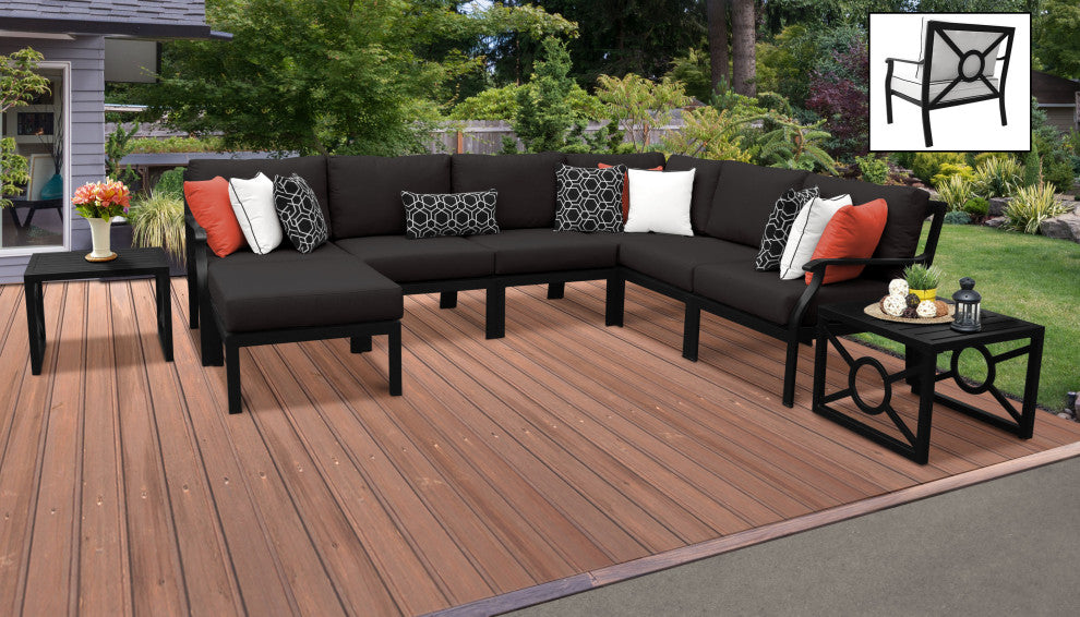 kathy ireland Madison Ave. 9 Piece Aluminum Patio Furniture Set 09b, Onyx