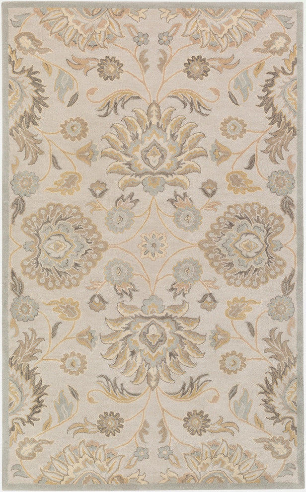 Caesar Traditional Light Gray, Khaki Area Rug, 2'x3'