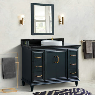 49" Single Sink Vanity, Dark Gray Finish With Black Galaxy Granite