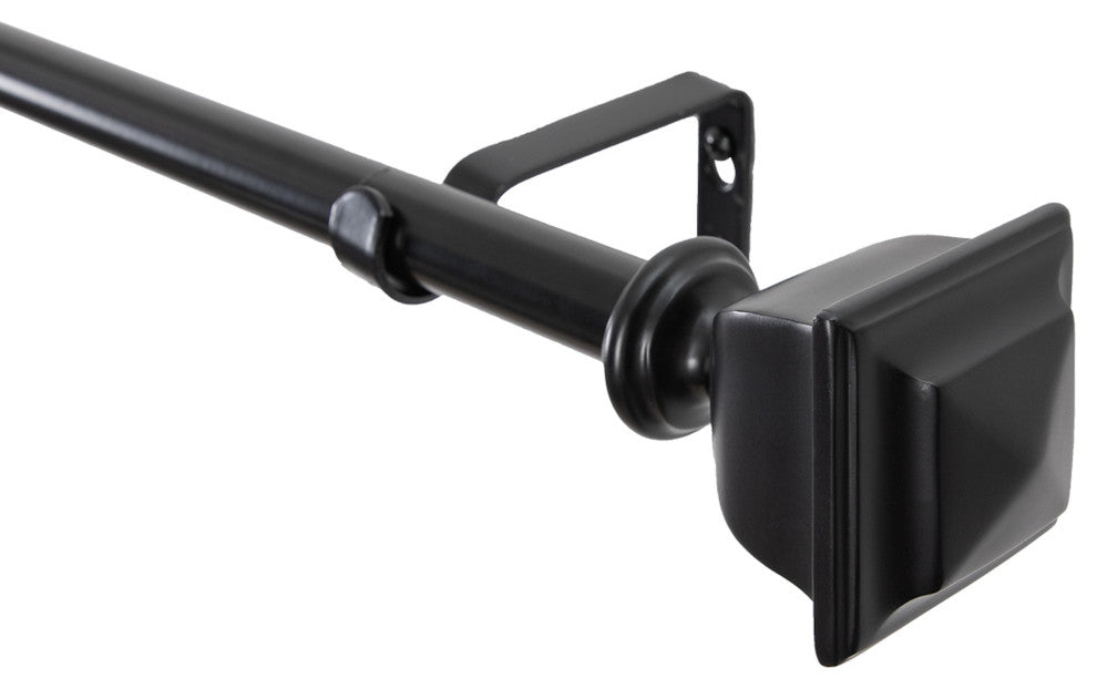 UTOPIA ALLEY 3/4" Single Adjustable Curtain rods for Windows, Black, 48"-86"