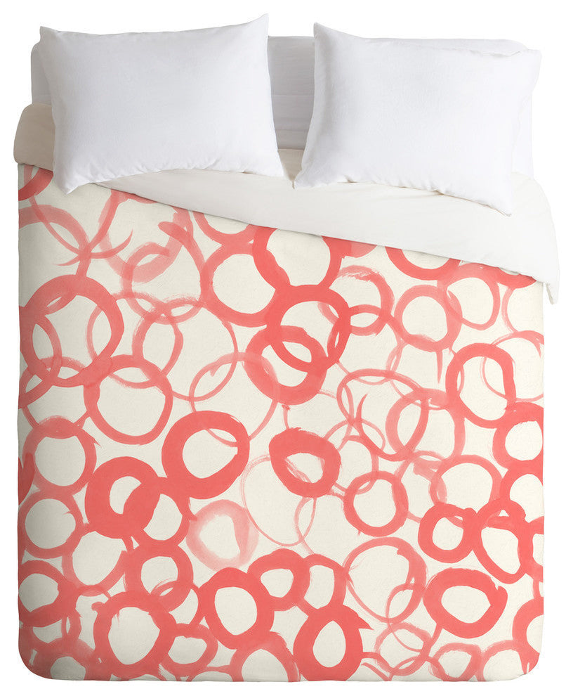 Amy Sia Watercolor Circle Rose Duvet Cover, 88"x104"
