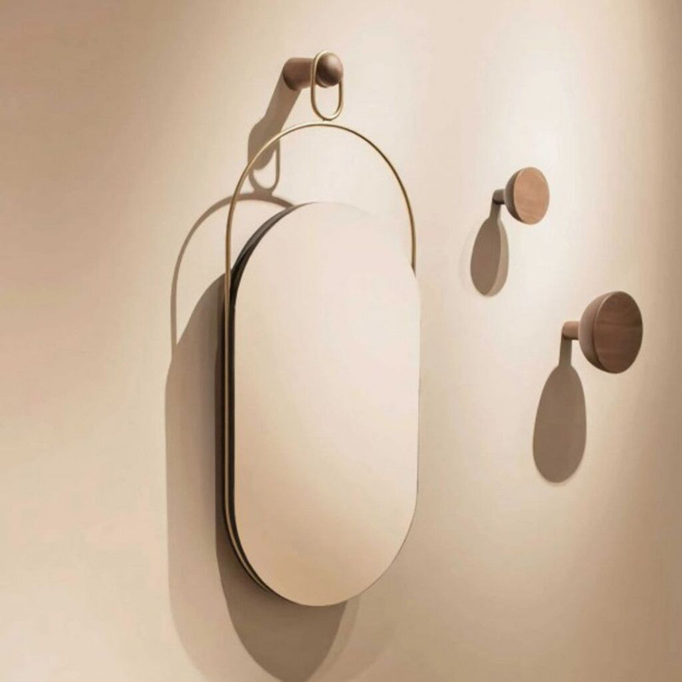 Nomon Espejo Eslabon Wall Mirror, Walnut/Brass