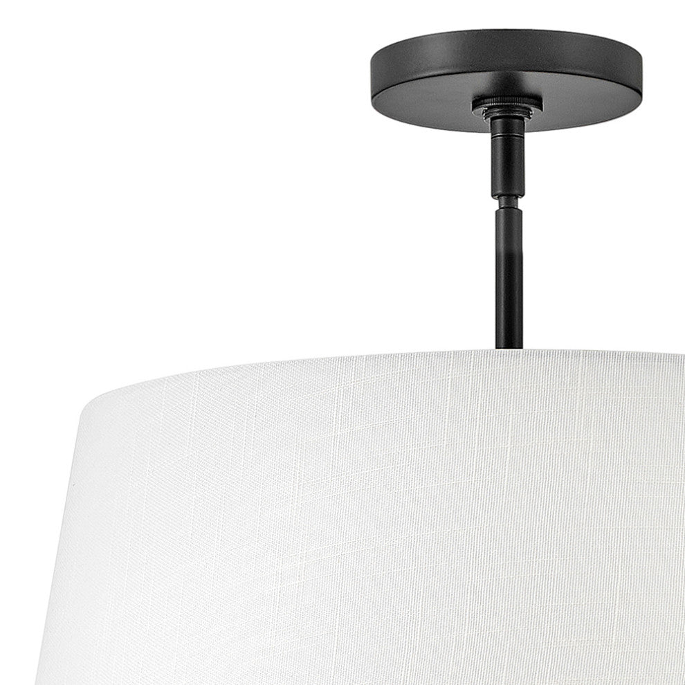 Lark Beale 20" Large Convertible Pendant Light, Black + White Linen