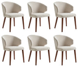 Mid-century Modern Upholstered Dining Chair, Linen, Set of 6